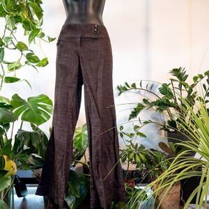 Studio Y Mid-Rise Tabby-Weave Dark Maroon Pants, Size 5/6
